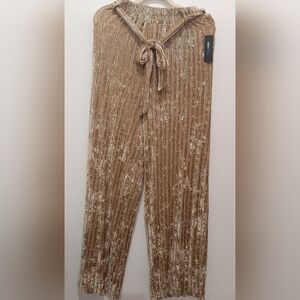 Gold Velvet Waste Tie Textured Gold Pants
